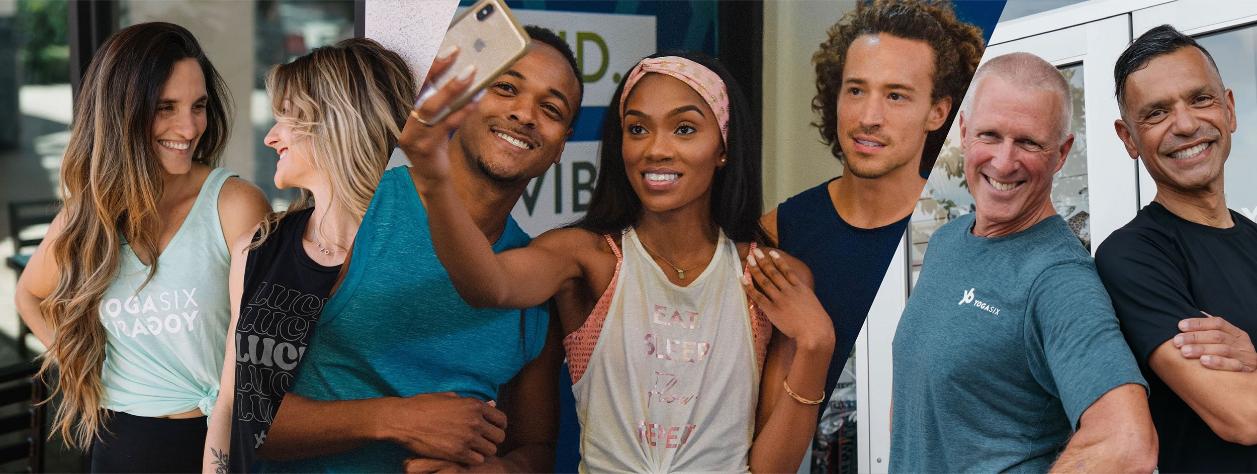 People happy at YogaSix