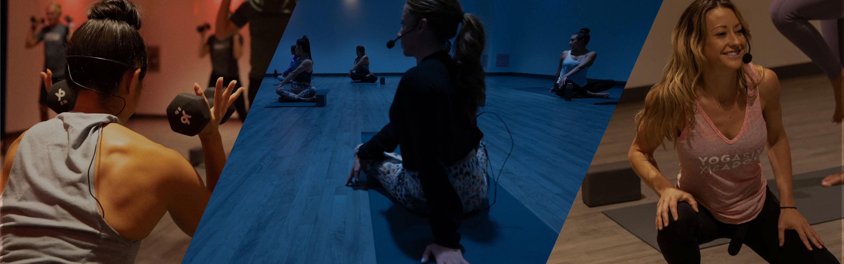 Working out at YogaSix